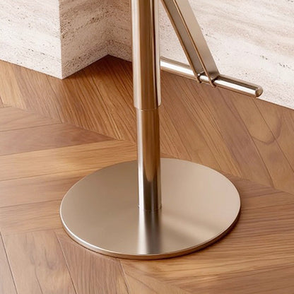Traditional French Velvet Stainless Steel Round Curved Adjustable Bar Stool With Backrest For Living Room