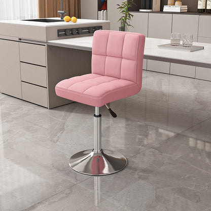 Modern Minimalist Napa Faux Leather Stainless Steel Adjustable Square Round Bar Stool With Backrest For Living Room