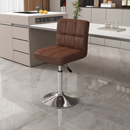 Modern Minimalist Napa Faux Leather Stainless Steel Adjustable Square Round Bar Stool With Backrest For Living Room