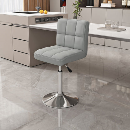 Modern Minimalist Napa Faux Leather Stainless Steel Adjustable Square Round Bar Stool With Backrest For Living Room