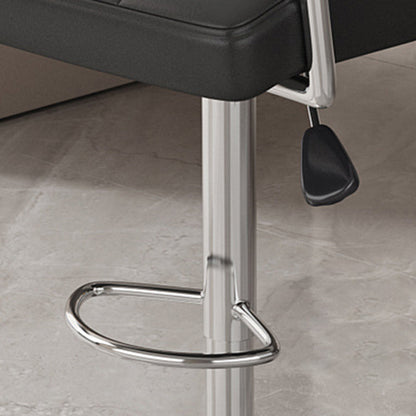 Modern Minimalist Napa Faux Leather Stainless Steel Adjustable Square Round Bar Stool With Backrest For Living Room