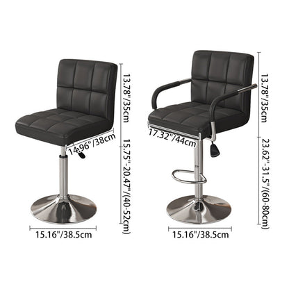 Modern Minimalist Napa Faux Leather Stainless Steel Adjustable Square Round Bar Stool With Backrest For Living Room