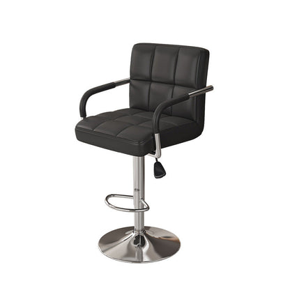 Modern Minimalist Napa Faux Leather Stainless Steel Adjustable Square Round Bar Stool With Backrest For Living Room