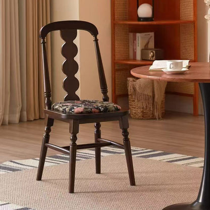 Traditional French Velvet Rubberwood Rounded Square Wave Dining Chair With Backrest For Dining Room