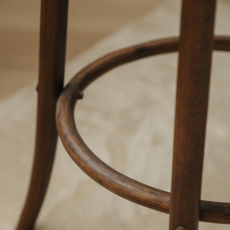Traditional French Solid Wood Fabric Round Curved Bar Stool With Backrest For Living Room