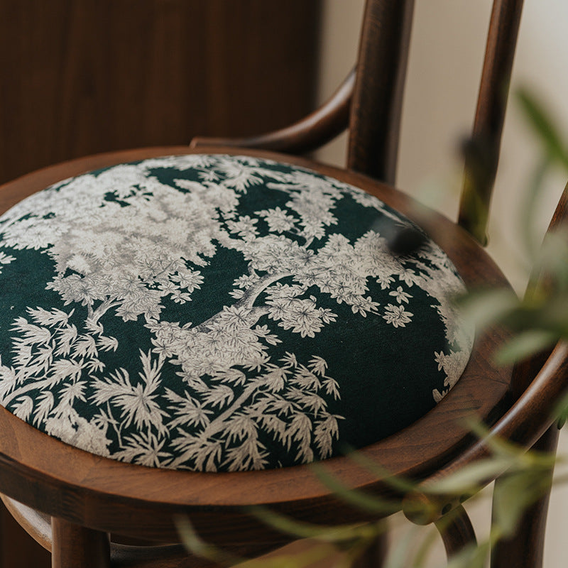 Traditional French Solid Wood Fabric Round Curved Bar Stool With Backrest For Living Room