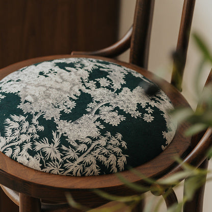 Traditional French Solid Wood Fabric Round Curved Bar Stool With Backrest For Living Room