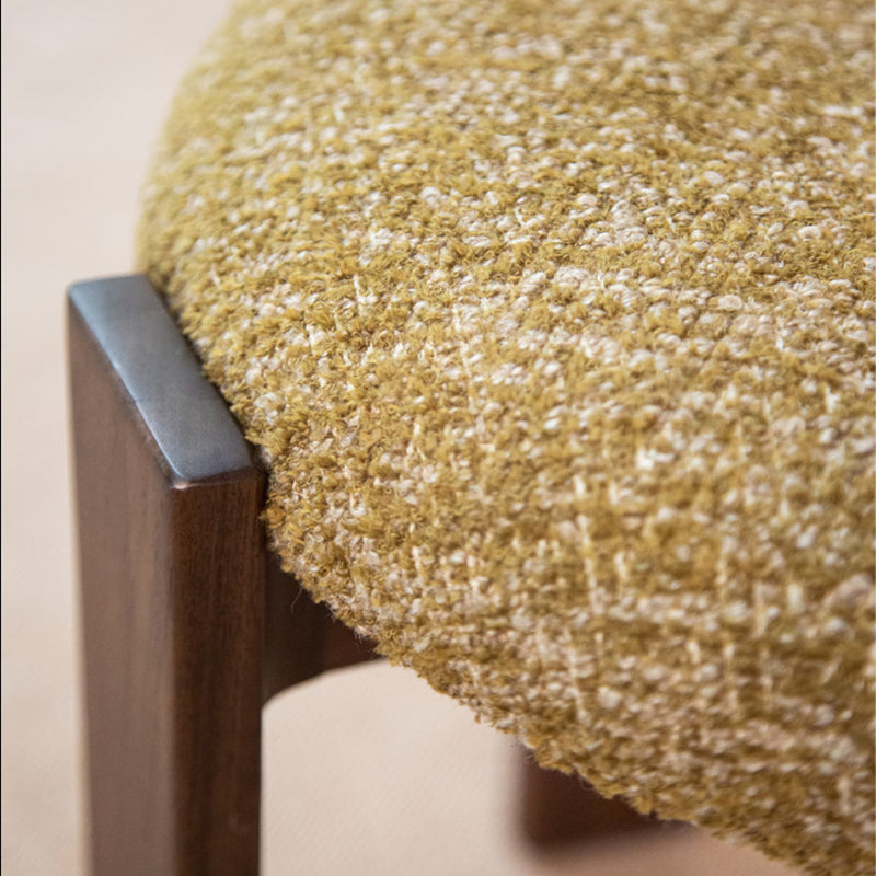 Traditional Chinese Cotton Linen Ash Wood Curved Cylindrical Dining Chair With Backrest For Dining Room