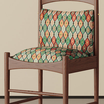 Traditional Chinese Fabric Ash Wood Cylindrical Square Dining Chair With Backrest For Dining Room