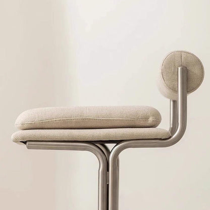 Contemporary Scandinavian PU Leather Stainless Steel Curved Cylindrical Square Bar Stool With Backrest For Living Room