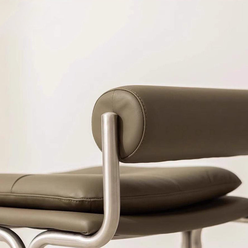 Contemporary Scandinavian PU Leather Stainless Steel Curved Cylindrical Square Bar Stool With Backrest For Living Room