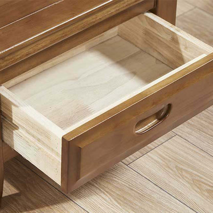 Traditional Chinese Solid Wood Grid Square Low Stool With Backrest For Living Room