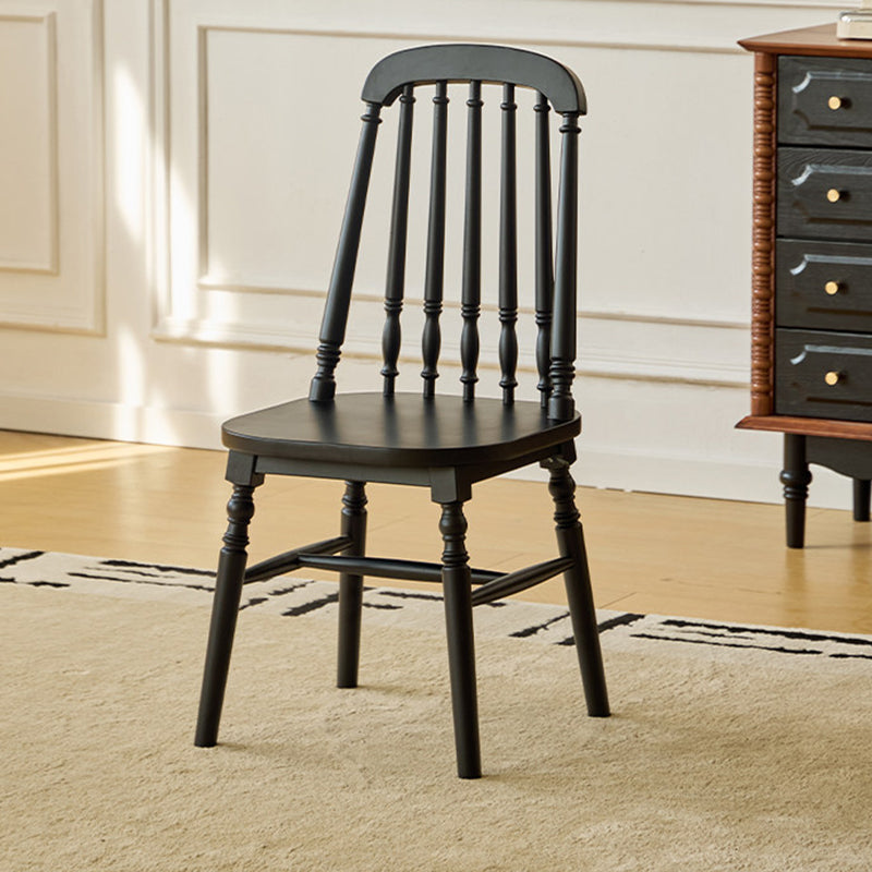 Traditional Vintage Rubberwood PU Leather Cylindrical Wave Square Dining Chair With Backrest For Dining Room