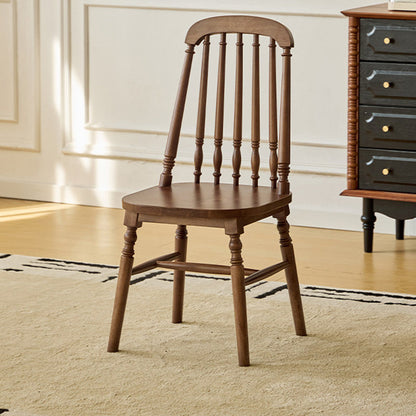 Traditional Vintage Rubberwood PU Leather Cylindrical Wave Square Dining Chair With Backrest For Dining Room