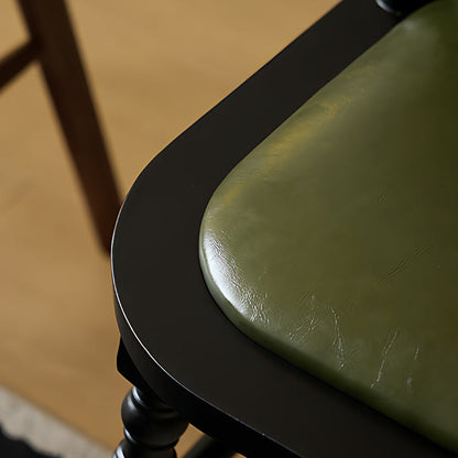 Traditional Vintage Rubberwood PU Leather Cylindrical Wave Square Dining Chair With Backrest For Dining Room