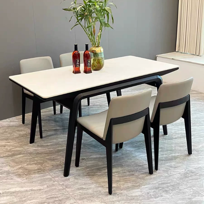 Contemporary Scandinavian Ash Wood Microfiber Leather Square Dining Chair Backrest For Dining Room