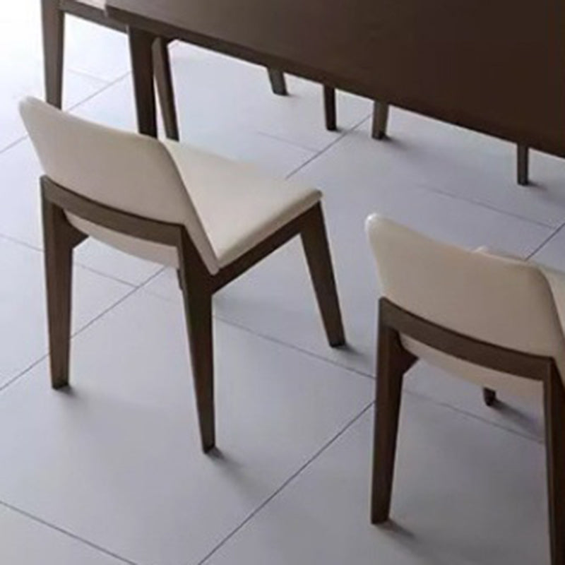 Contemporary Scandinavian Ash Wood Microfiber Leather Square Dining Chair Backrest For Dining Room