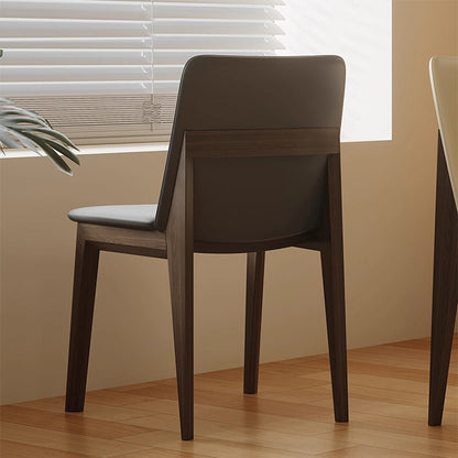 Contemporary Scandinavian Ash Wood Microfiber Leather Square Dining Chair Backrest For Dining Room