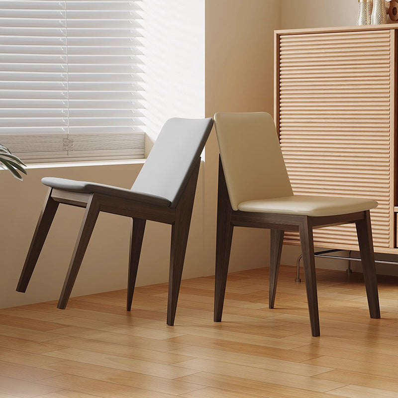 Contemporary Scandinavian Ash Wood Microfiber Leather Square Dining Chair Backrest For Dining Room