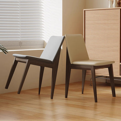 Contemporary Scandinavian Ash Wood Microfiber Leather Square Dining Chair Backrest For Dining Room