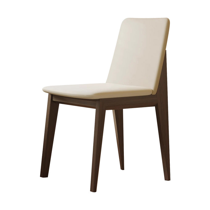 Contemporary Scandinavian Ash Wood Microfiber Leather Square Dining Chair Backrest For Dining Room