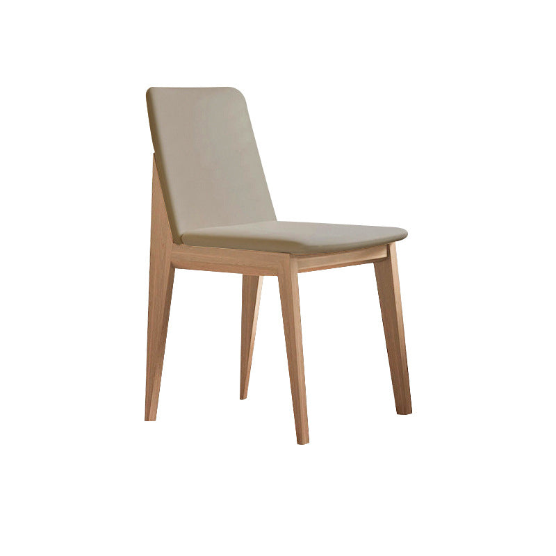 Contemporary Scandinavian Ash Wood Microfiber Leather Square Dining Chair Backrest For Dining Room