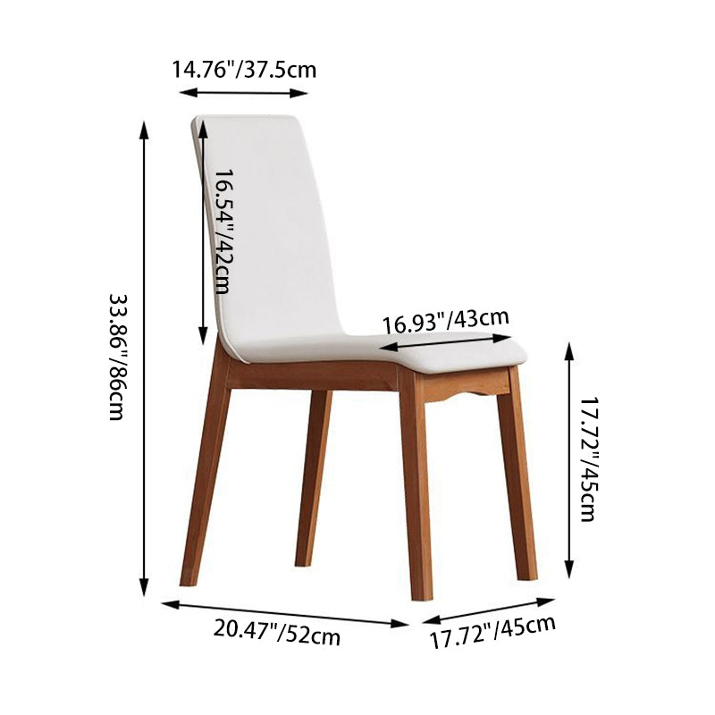 Contemporary Scandinavian Pine Wood Microfiber Leather Curved Square Dining Chair Backrest For Dining Room
