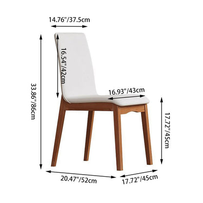 Contemporary Scandinavian Pine Wood Microfiber Leather Curved Square Dining Chair Backrest For Dining Room