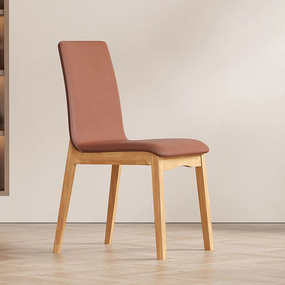 Contemporary Scandinavian Pine Wood Microfiber Leather Curved Square Dining Chair Backrest For Dining Room