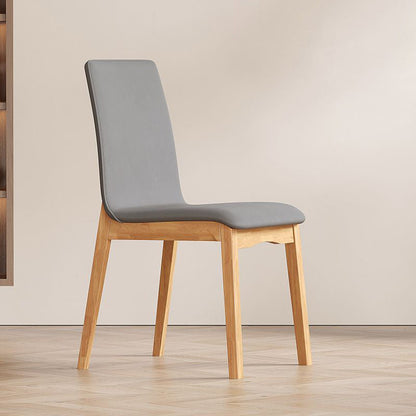 Contemporary Scandinavian Pine Wood Microfiber Leather Curved Square Dining Chair Backrest For Dining Room