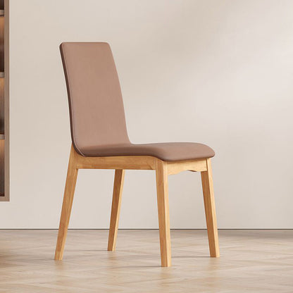 Contemporary Scandinavian Pine Wood Microfiber Leather Curved Square Dining Chair Backrest For Dining Room