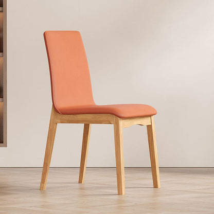 Contemporary Scandinavian Pine Wood Microfiber Leather Curved Square Dining Chair Backrest For Dining Room
