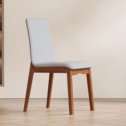 Contemporary Scandinavian Pine Wood Microfiber Leather Curved Square Dining Chair Backrest For Dining Room