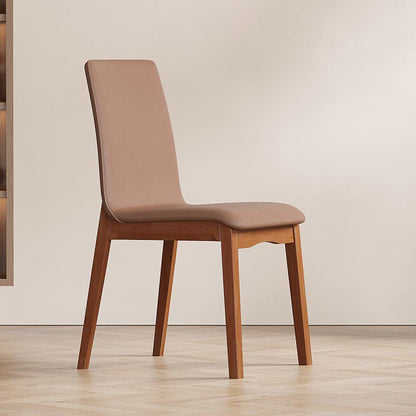 Contemporary Scandinavian Pine Wood Microfiber Leather Curved Square Dining Chair Backrest For Dining Room