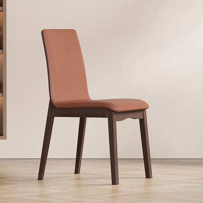 Contemporary Scandinavian Pine Wood Microfiber Leather Curved Square Dining Chair Backrest For Dining Room
