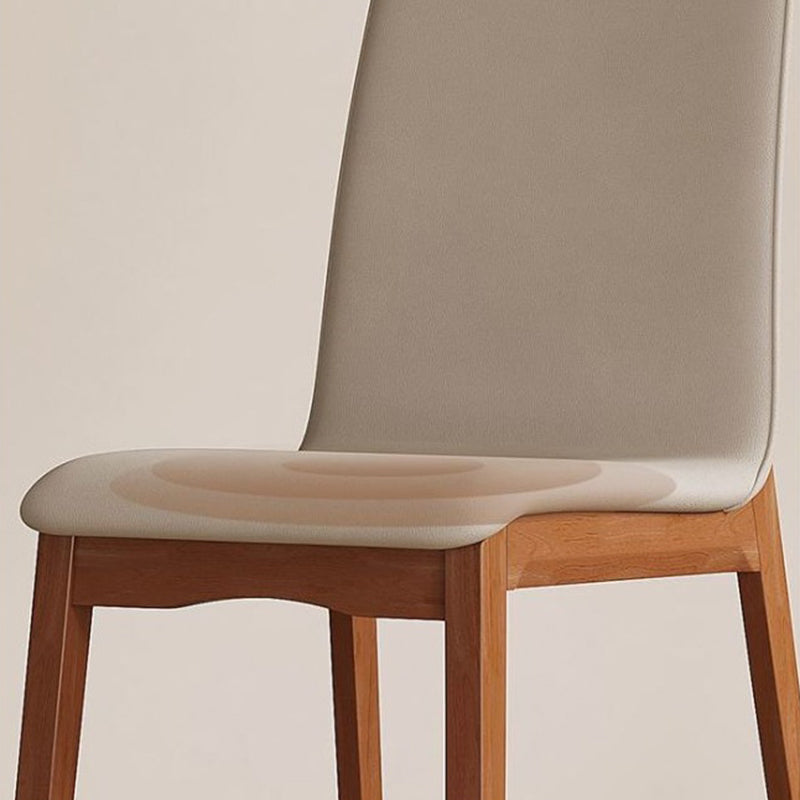 Contemporary Scandinavian Pine Wood Microfiber Leather Curved Square Dining Chair Backrest For Dining Room