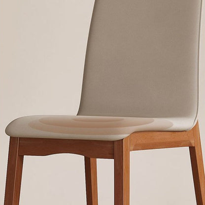Contemporary Scandinavian Pine Wood Microfiber Leather Curved Square Dining Chair Backrest For Dining Room
