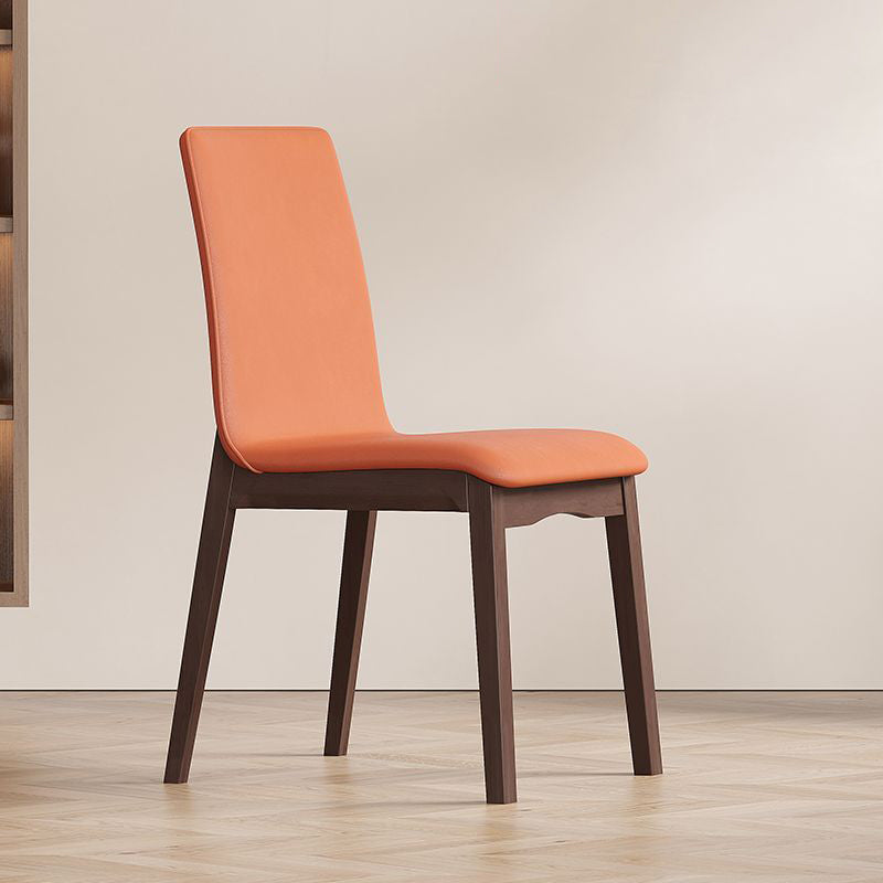 Contemporary Scandinavian Pine Wood Microfiber Leather Curved Square Dining Chair Backrest For Dining Room