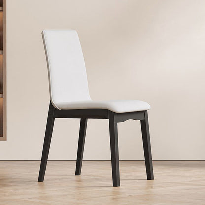 Contemporary Scandinavian Pine Wood Microfiber Leather Curved Square Dining Chair Backrest For Dining Room
