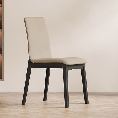Contemporary Scandinavian Pine Wood Microfiber Leather Curved Square Dining Chair Backrest For Dining Room