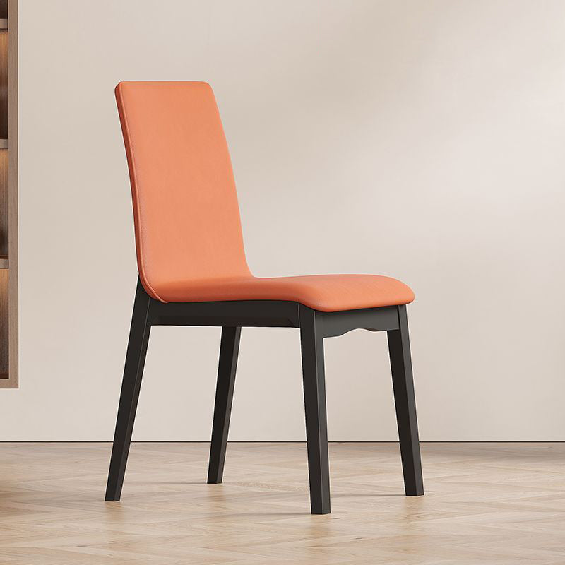 Contemporary Scandinavian Pine Wood Microfiber Leather Curved Square Dining Chair Backrest For Dining Room