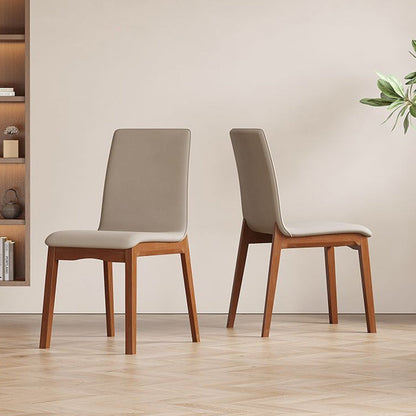 Contemporary Scandinavian Pine Wood Microfiber Leather Curved Square Dining Chair Backrest For Dining Room