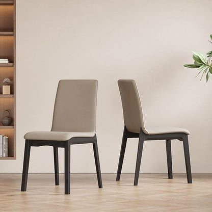 Contemporary Scandinavian Pine Wood Microfiber Leather Curved Square Dining Chair Backrest For Dining Room