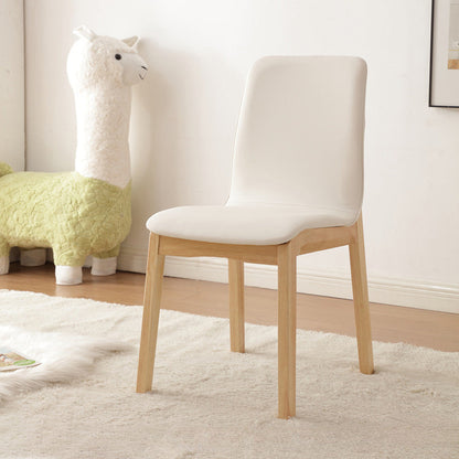 Modern Minimalist Microfiber Leather Rubberwood Square Dining Chair Backrest For Dining Room