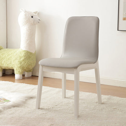 Modern Minimalist Microfiber Leather Rubberwood Square Dining Chair Backrest For Dining Room