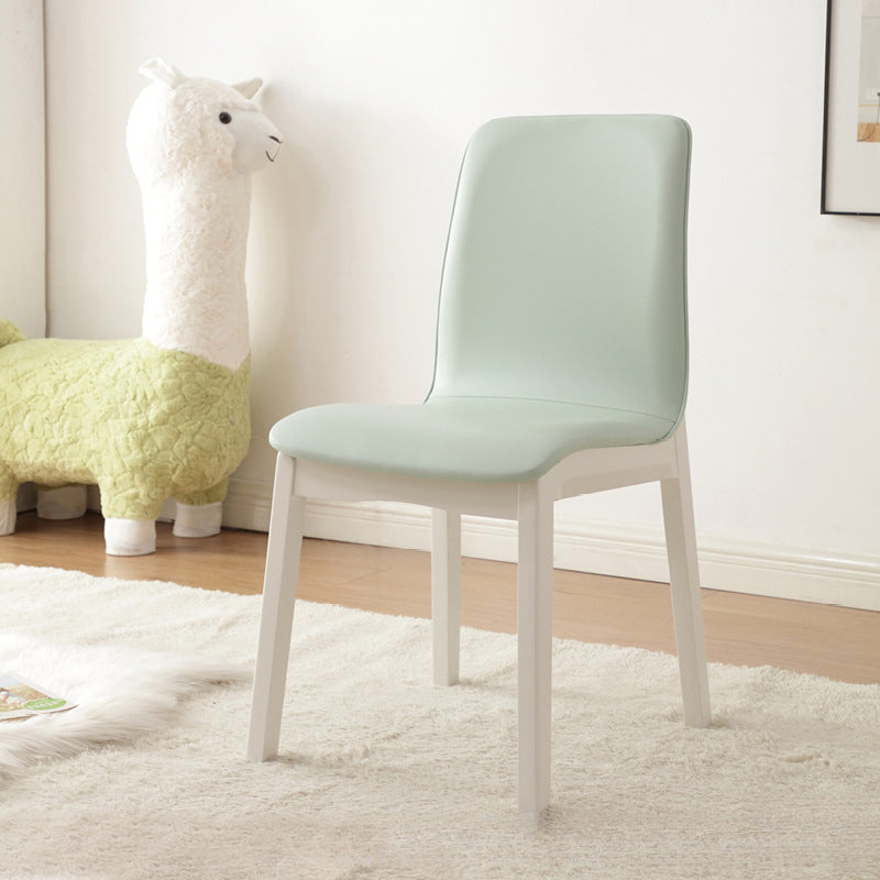Modern Minimalist Microfiber Leather Rubberwood Square Dining Chair Backrest For Dining Room