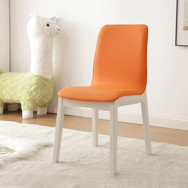 Modern Minimalist Microfiber Leather Rubberwood Square Dining Chair Backrest For Dining Room