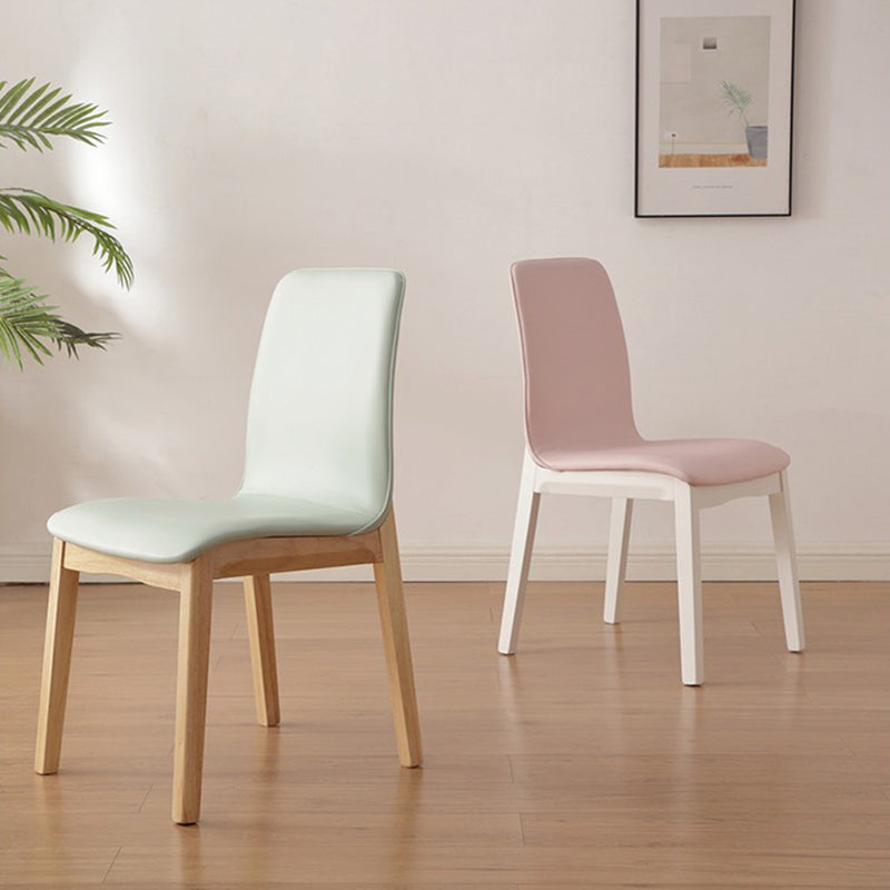 Modern Minimalist Microfiber Leather Rubberwood Square Dining Chair Backrest For Dining Room