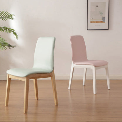 Modern Minimalist Microfiber Leather Rubberwood Square Dining Chair Backrest For Dining Room