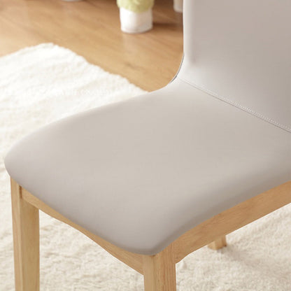 Modern Minimalist Microfiber Leather Rubberwood Square Dining Chair Backrest For Dining Room